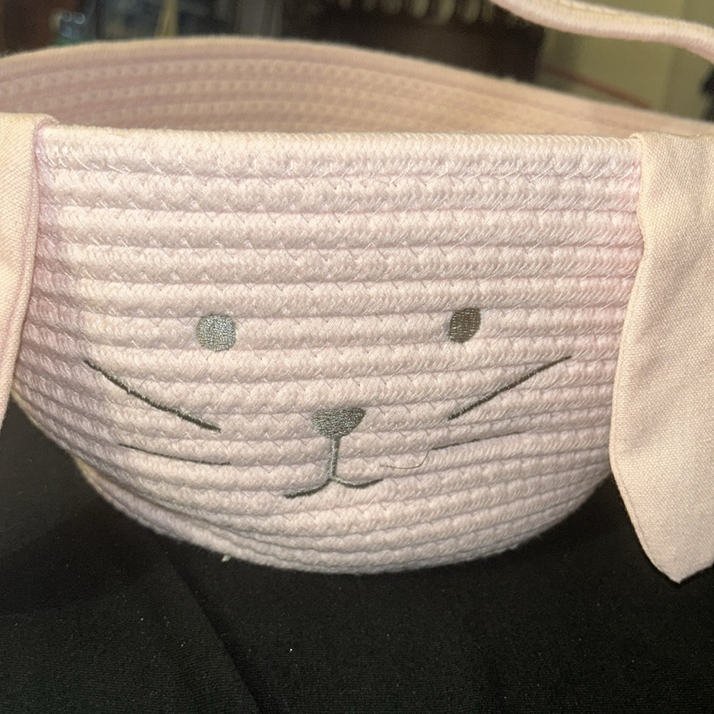 NWT Large Pink Bunny w/Ears Basket - Picture 5 of 8
